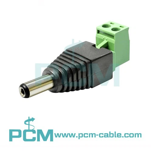 DC fatplugg til 2-pins terminalblokkadapter