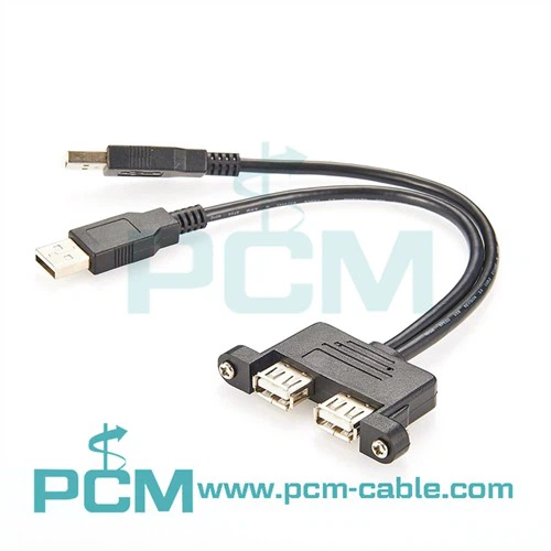 Dobbel USB 2.0 panelmontert forlengelseskabel