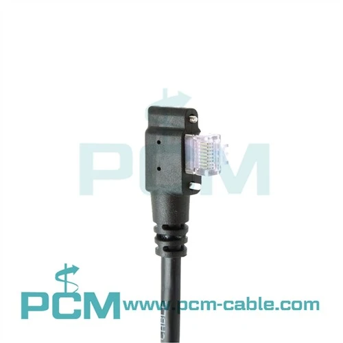 GigE High Flex RJ45-kabel Vertikal venstrevinkelutgang M/tommelskruer