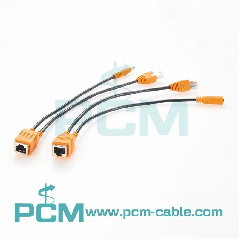 Passive PoE RJ45 to DC Cable Set PCM-0156 Cat5e Orange Passive PoE RJ45 to DC Cable Set PCM-0156 Cat5e Orange