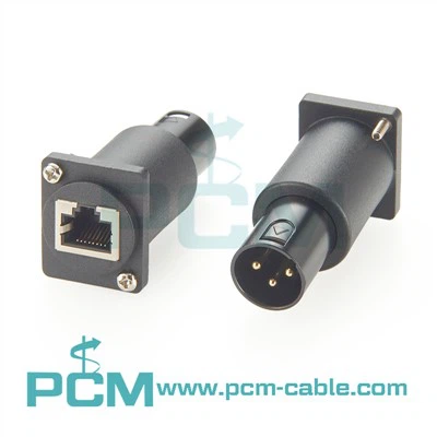 Dmx 3pin hann til rj45 kvinnelig panelmontering adapter